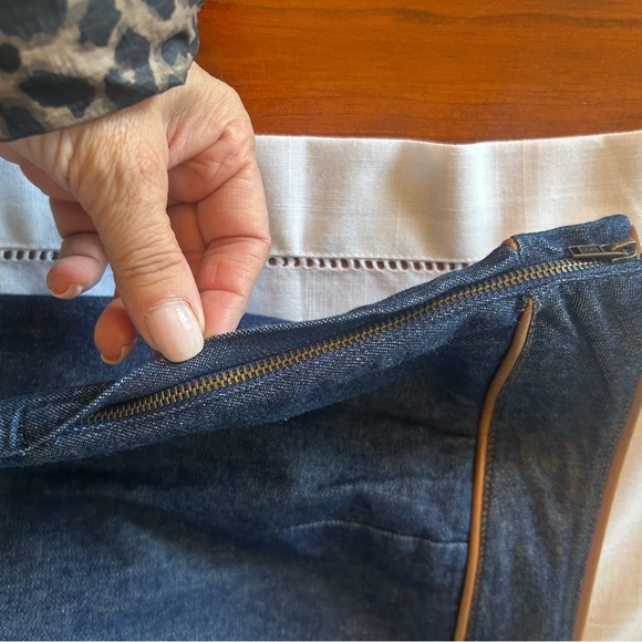 Vintage Rare Forenza Indigo Denim Blazer and Skirt with Tan Piping size 18 - Picture 12 of 12